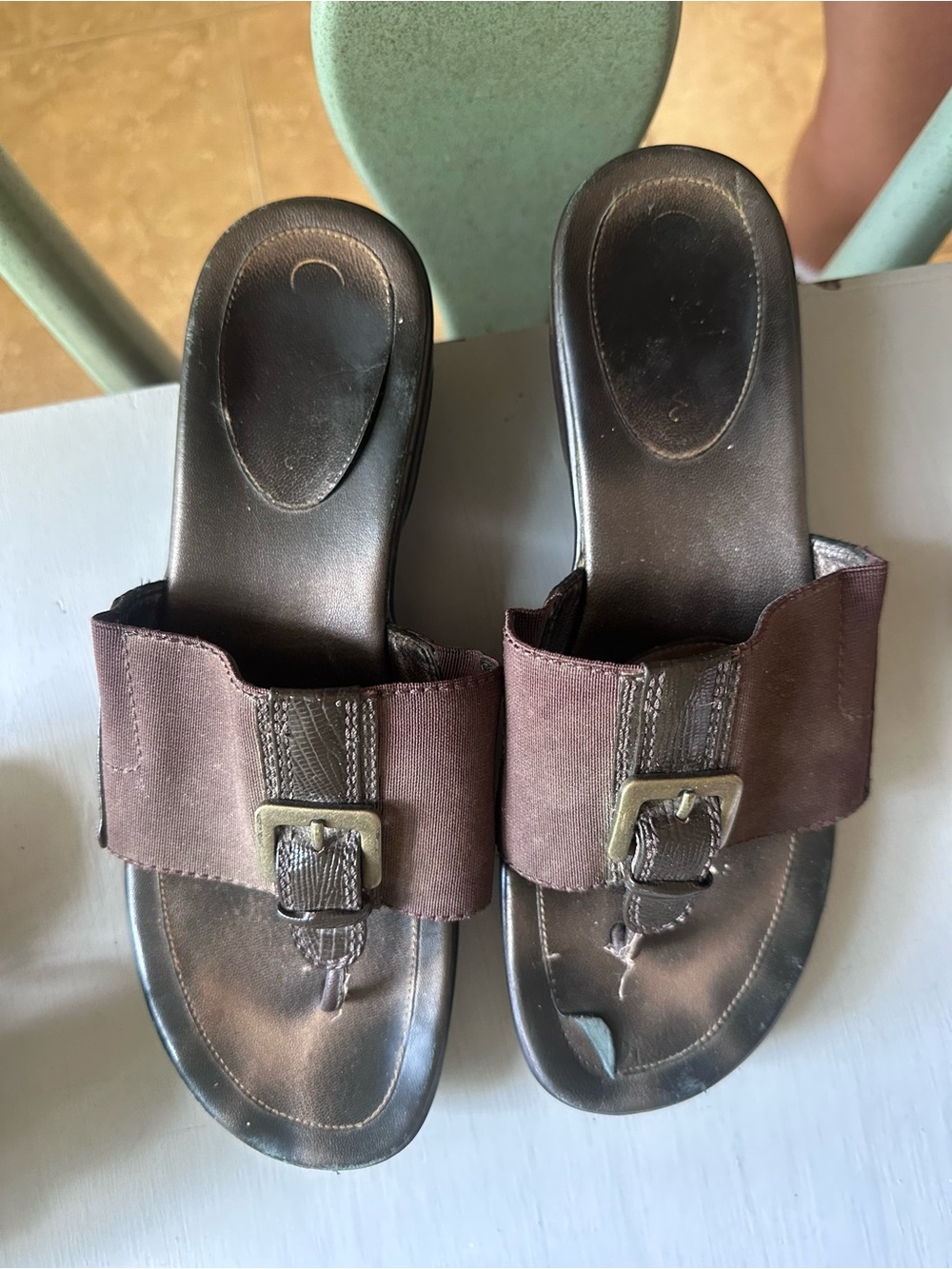 Cole Haan Brown Slip-On Slide Sandals with Buckle